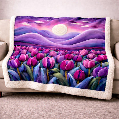 Moonlit Tulip Field KL3101001CL Faux Fur Throw Blanket