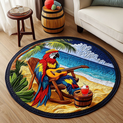 Guitar-Loving Parrot KL1912045CL Quilted Round Mat