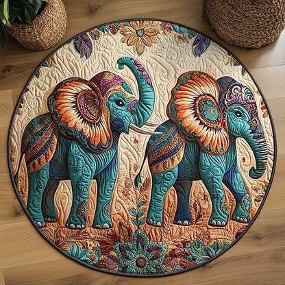 Ornate Elephant WJ0407046CL Quilted Round Mat