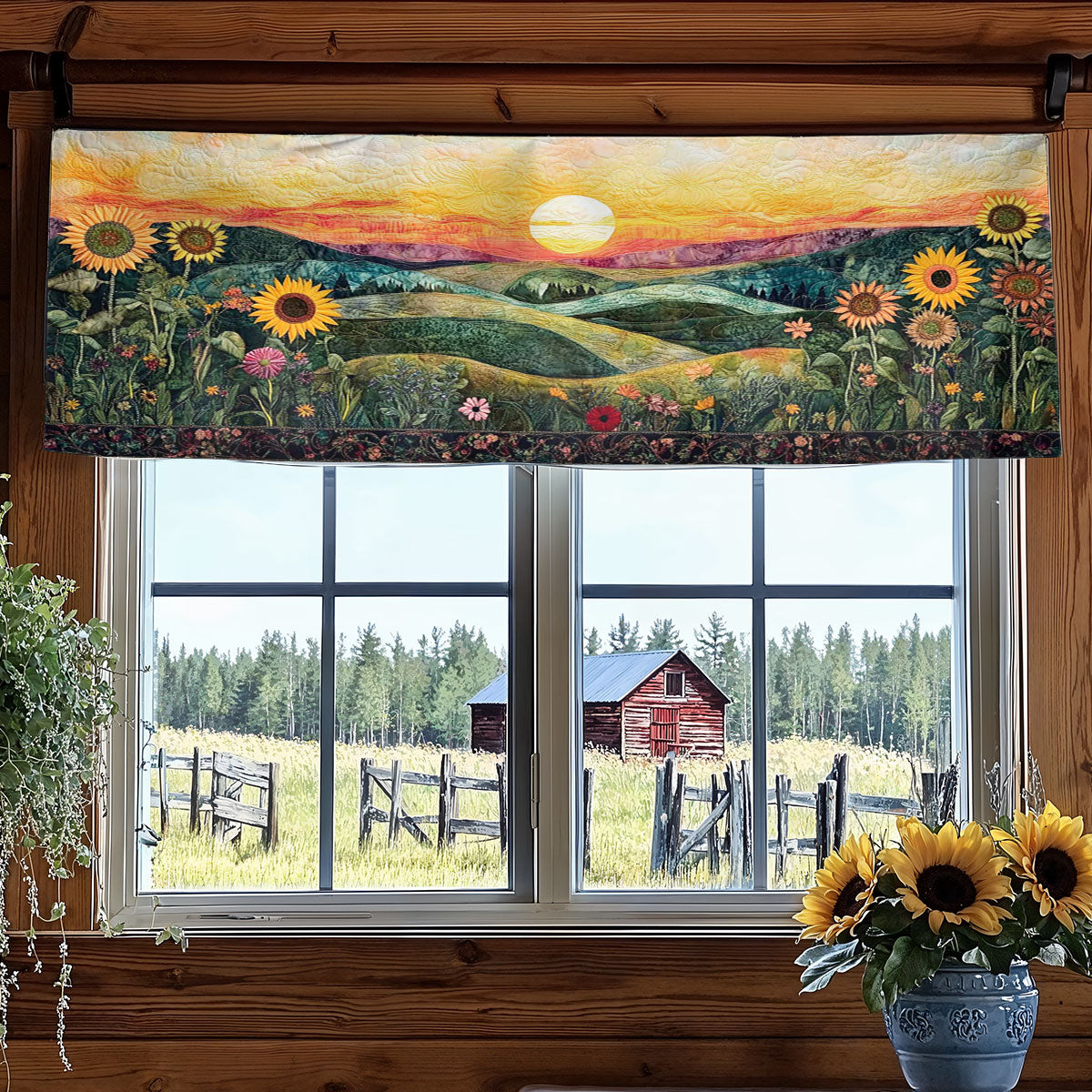 Whispering Sunflower WN2003066CL Quilted Valance