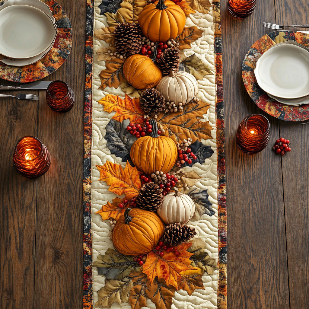 Autumn Pumpkin CW0307004CL Quilted Table Runner