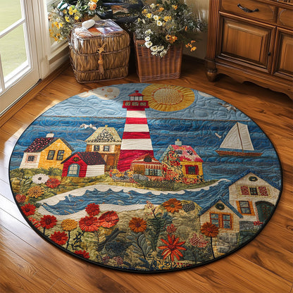 Sunlit Seaside Lighthouse WJ2103079CL Quilted Round Mat