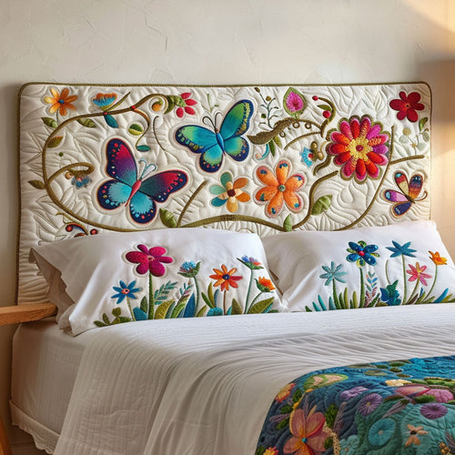 Butterfly Flower Garden CW2412007CL Quilted Headboard Slipcover