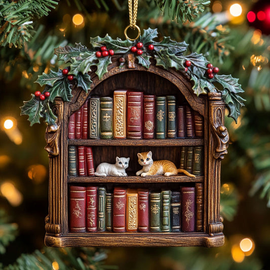 Cat Bookshelf CW2611005CL Christmas Ornament