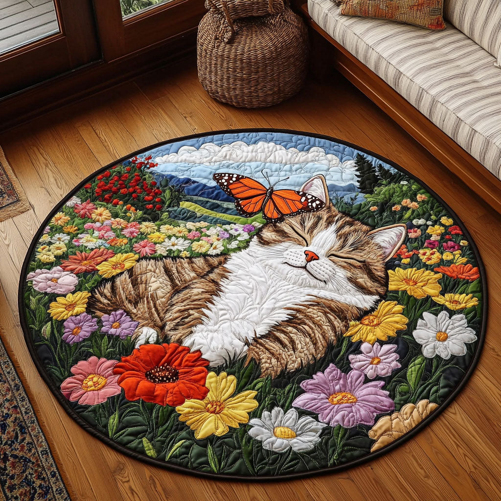 Floral Paradise Kitty KL1312024CL Quilted Round Mat