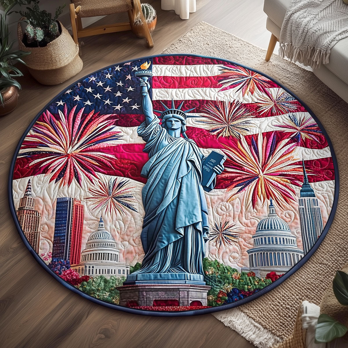 Stars Of Liberty WJ1306050CL Quilted Round Mat