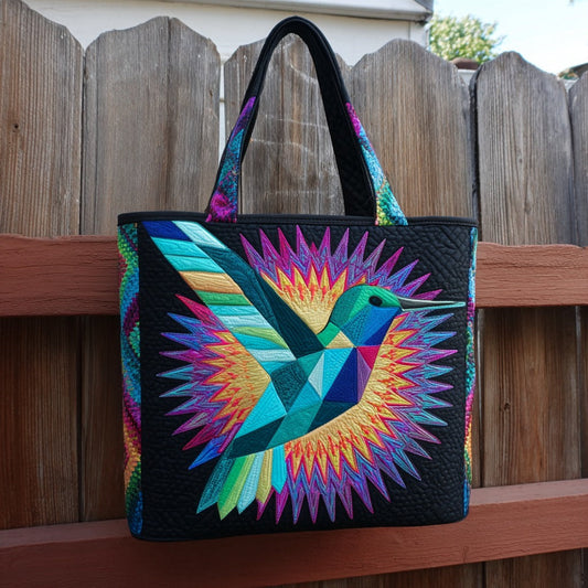Geometric Hummingbird XR2611015CL Quilted Tote Bag