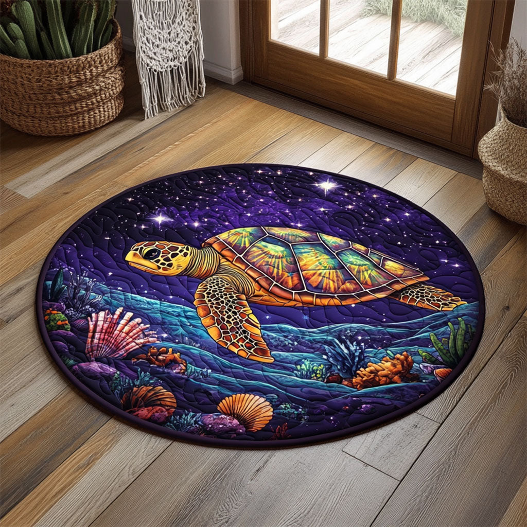 Cosmic Turtle Drift WJ1906031CL Quilted Round Mat