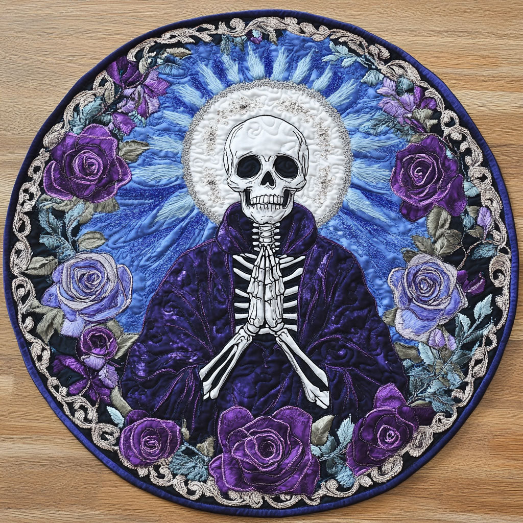Floral Skeleton WN2908026CL Quilted Round Mat