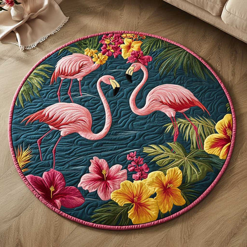 Pink Flamingo Dreams WN1803036CL Quilted Round Mat