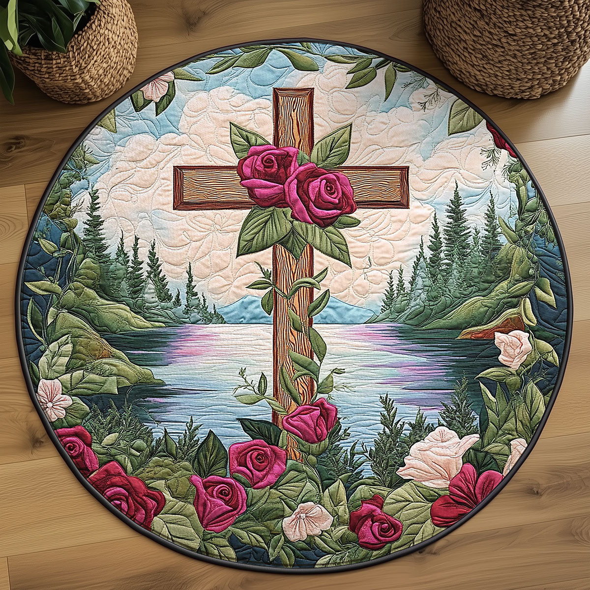 Faith In Bloom WJ2805025CL Quilted Round Mat