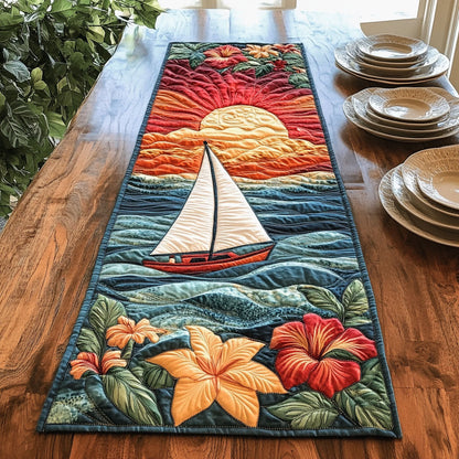 Tropical Sunset Sailboat WJ0907033CL Quilted Table Runner