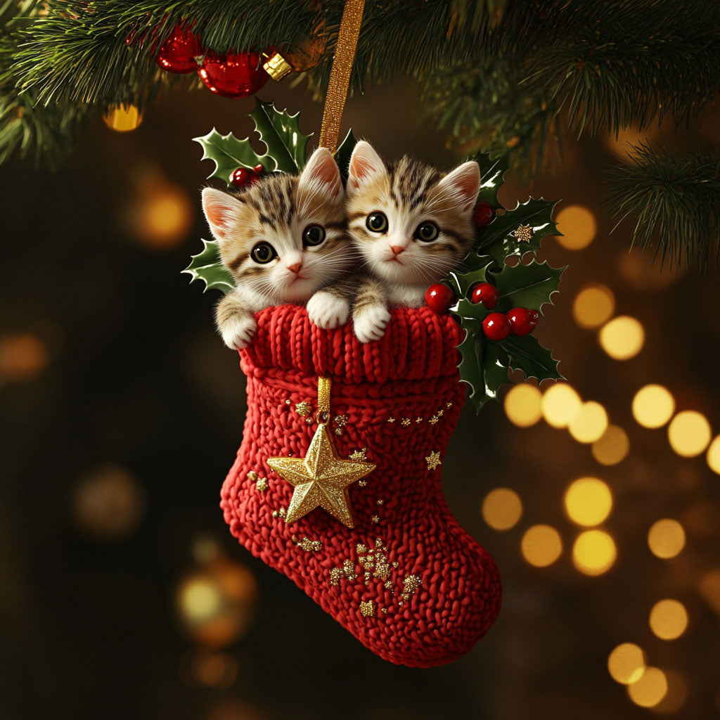 Cozy Stocking Cat WN0811045CL Christmas Ornament