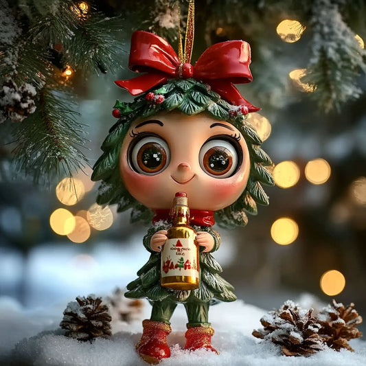 Jolly Pine Girl WN0912020CL Christmas Ornament