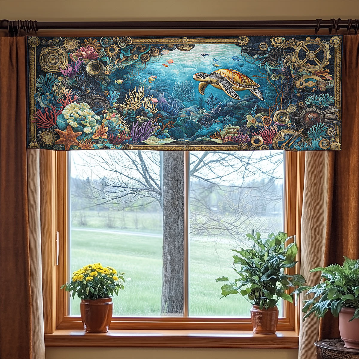 Turtle Lantern WN2406073CL Quilted Valance