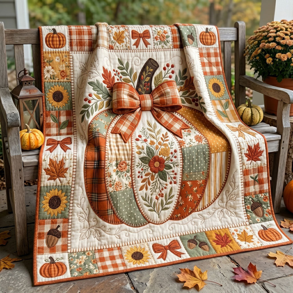 Patchwork Pumpkin Bow WN1906010CL Quilt