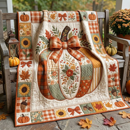 Patchwork Pumpkin Bow WN1906010CL Quilt