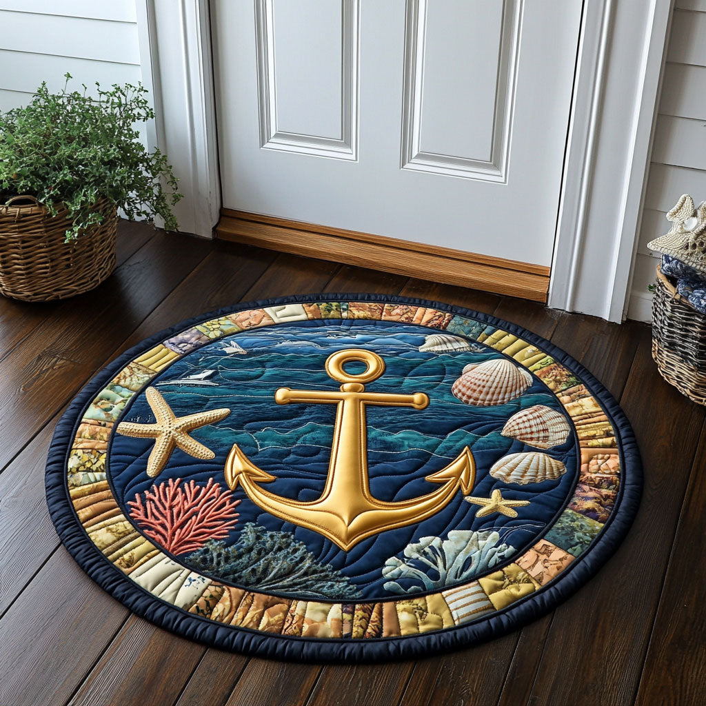 Nautical Anchor CP1201005CL Quilted Round Mat
