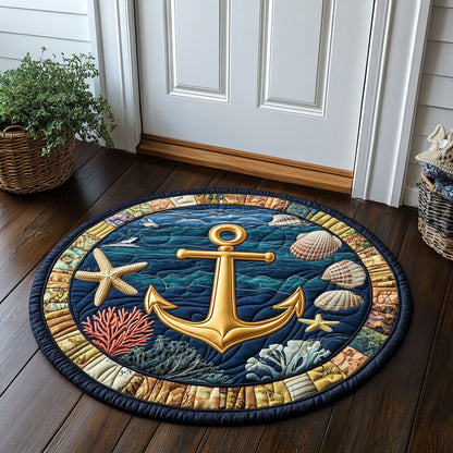 Nautical Anchor CP1201005CL Quilted Round Mat
