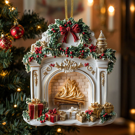 Golden Fireplace CW2510023CL Christmas Ornament