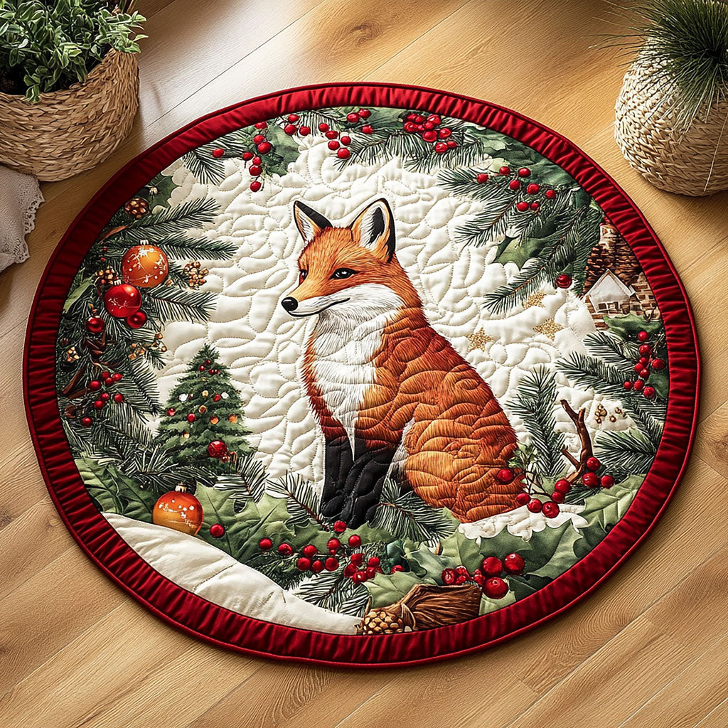 Christmas Fox QA2511016CL Quilted Round Mat
