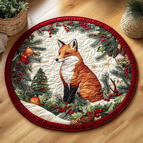 Christmas Fox QA2511016CL Quilted Round Mat
