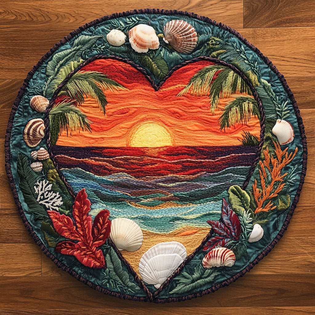 Whispering Sunset WN0307052CL Quilted Round Mat