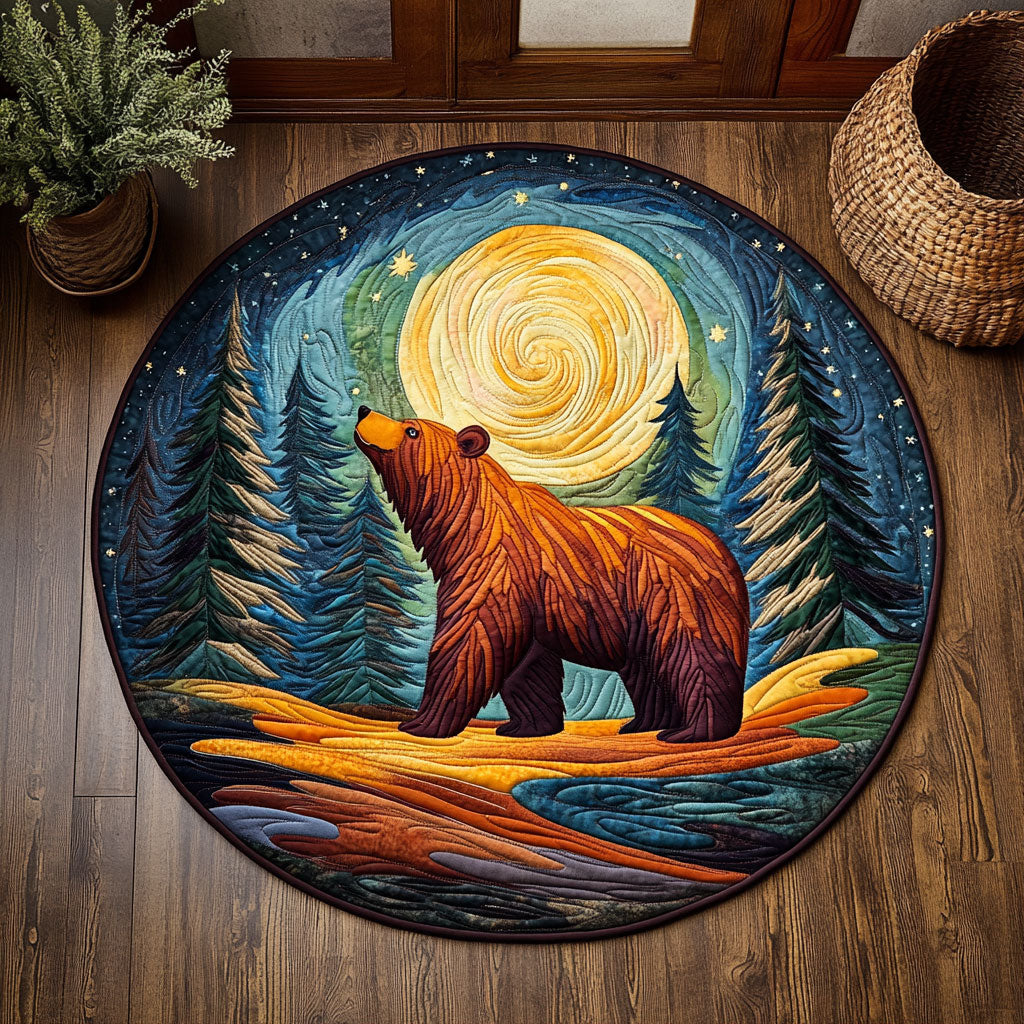 Wild Bear Night WJ3006051CL Quilted Round Mat