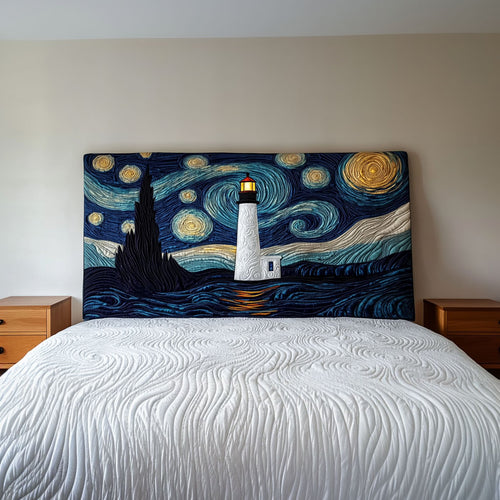 Starry Night Lighthouse QA0601017CL Quilted Headboard Slipcover