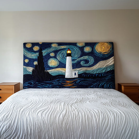 Starry Night Lighthouse QA0601017CL Quilted Headboard Slipcover