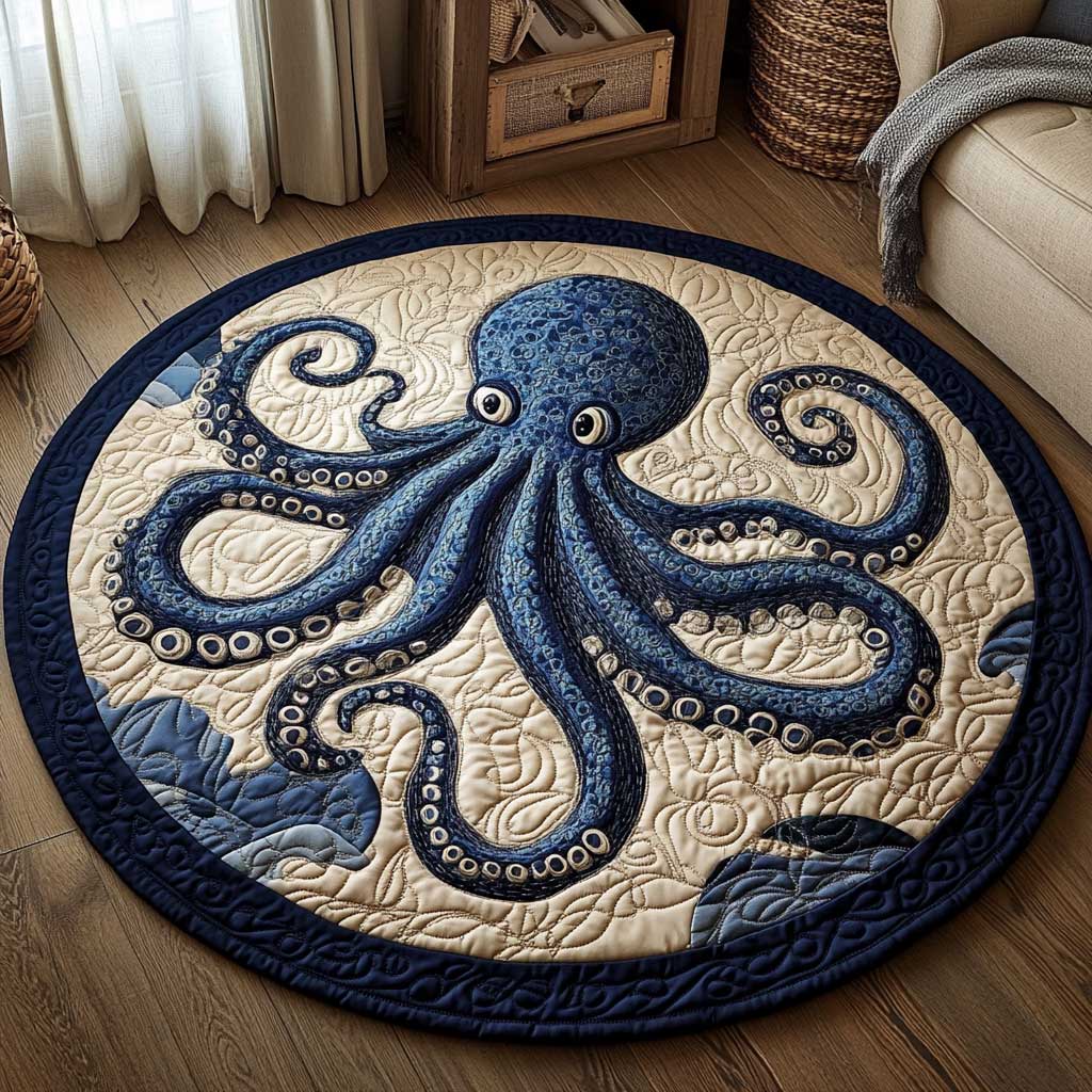 Mystic Octopus WN1803097CL Quilted Round Mat