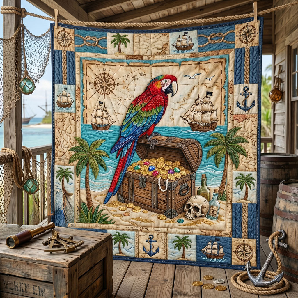 Pirate Parrot Treasure WN1605012CL Quilt