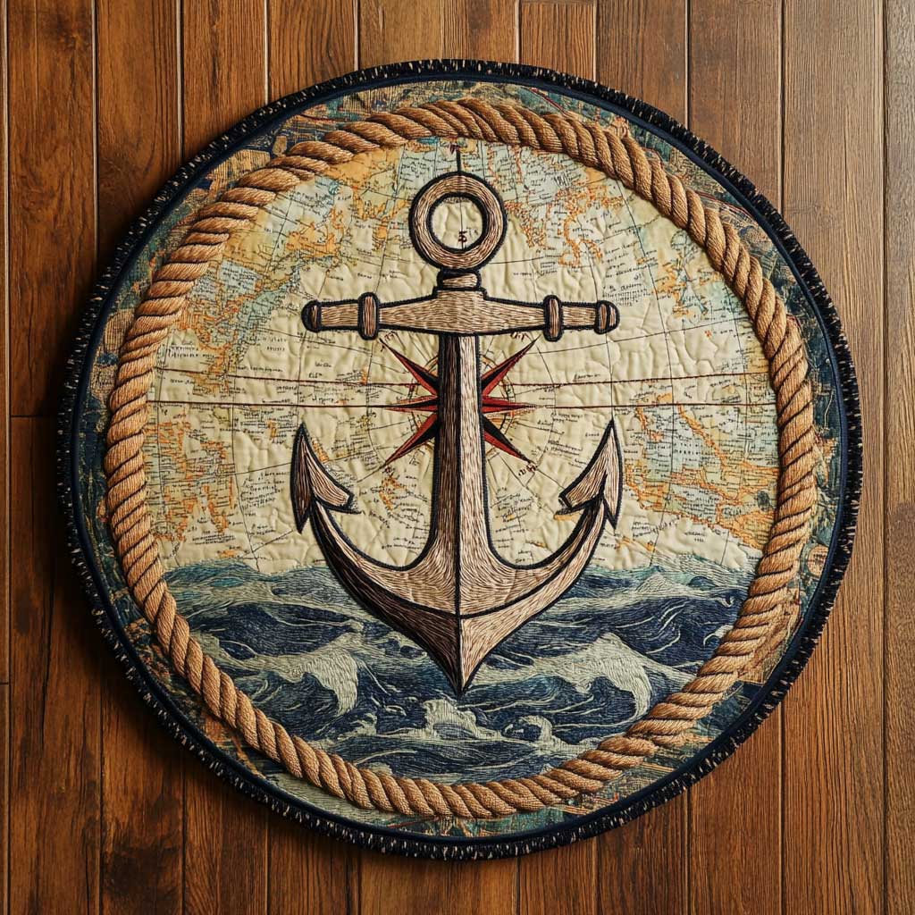 Mystic Anchor WN0705040CL Quilted Round Mat