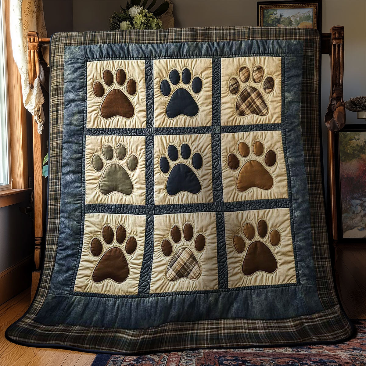 Rustic Cabin Paw Dog WN0503013CL Quilt