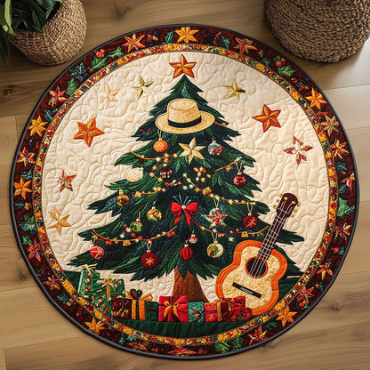 Rustic Christmas Tree WN2608085CL Quilted Round Mat