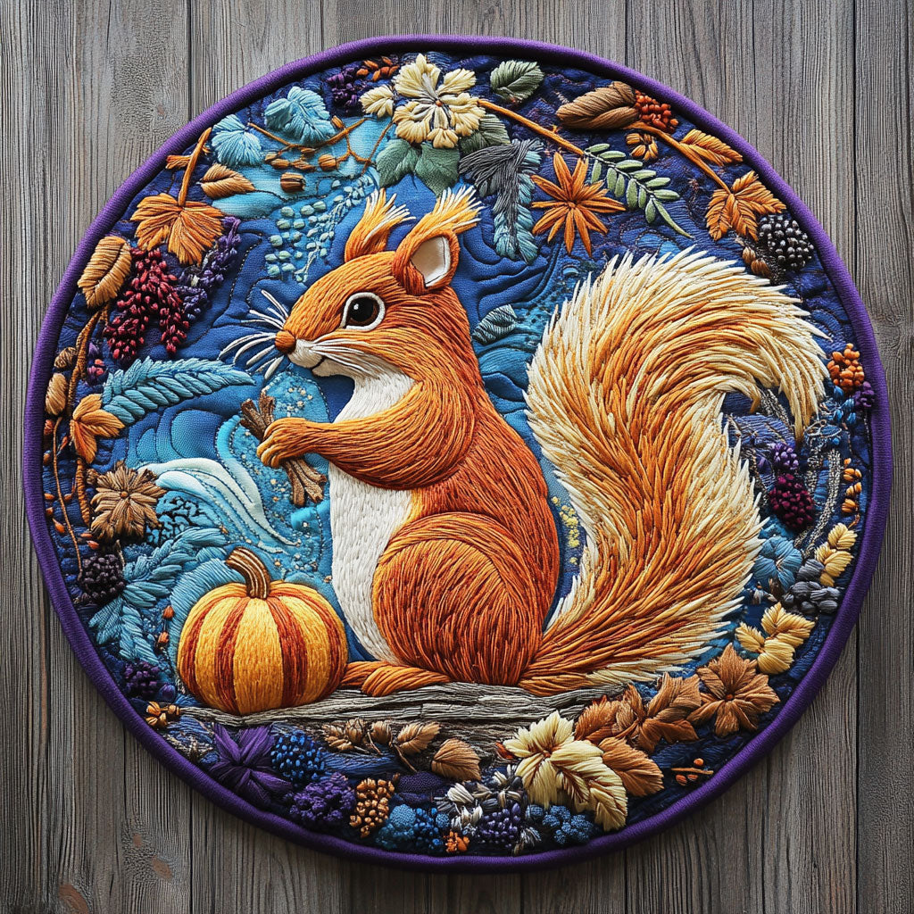 Squirrel Whirl WN2605063CL Quilted Round Mat