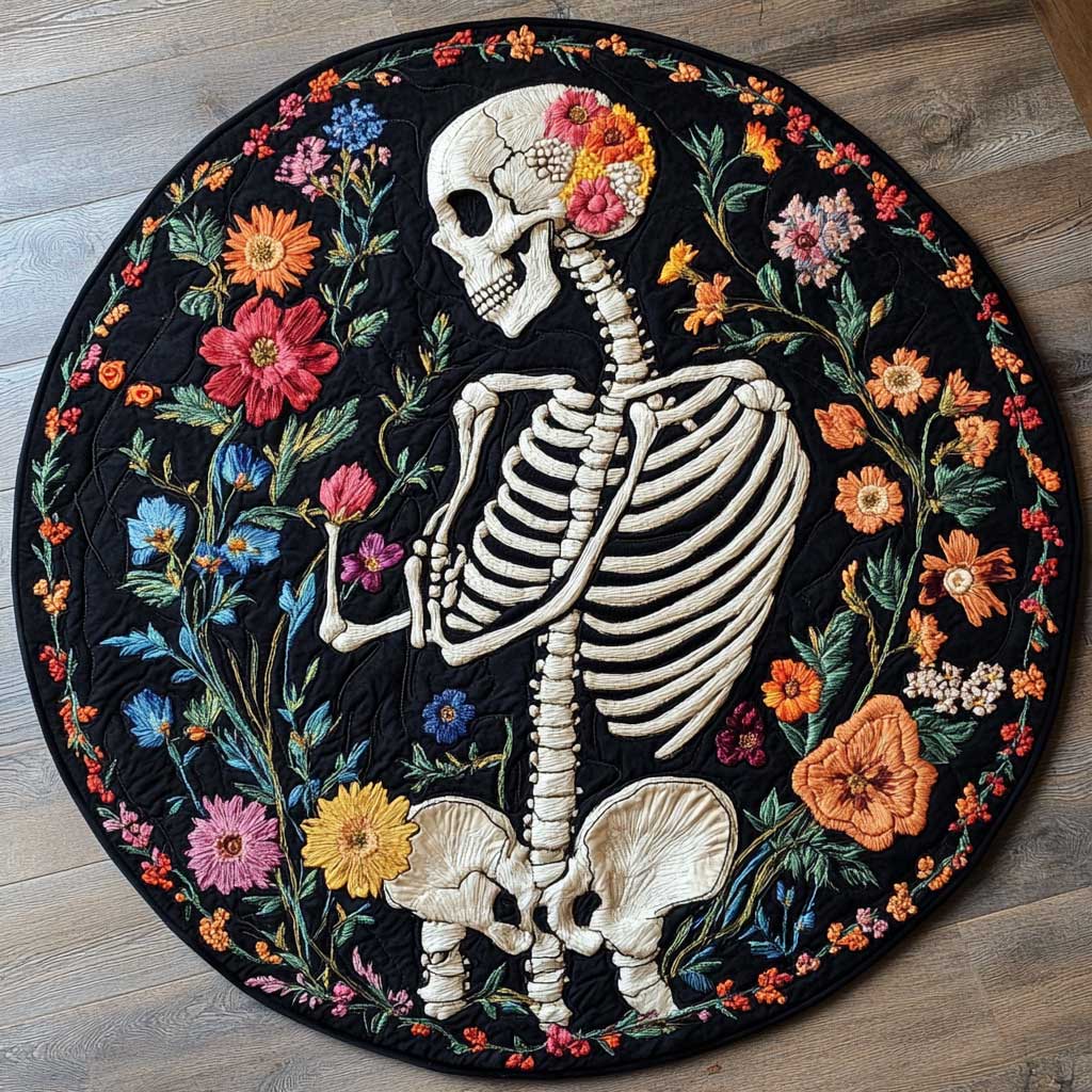 Blooming Skeleton WN2904061CL Quilted Round Mat