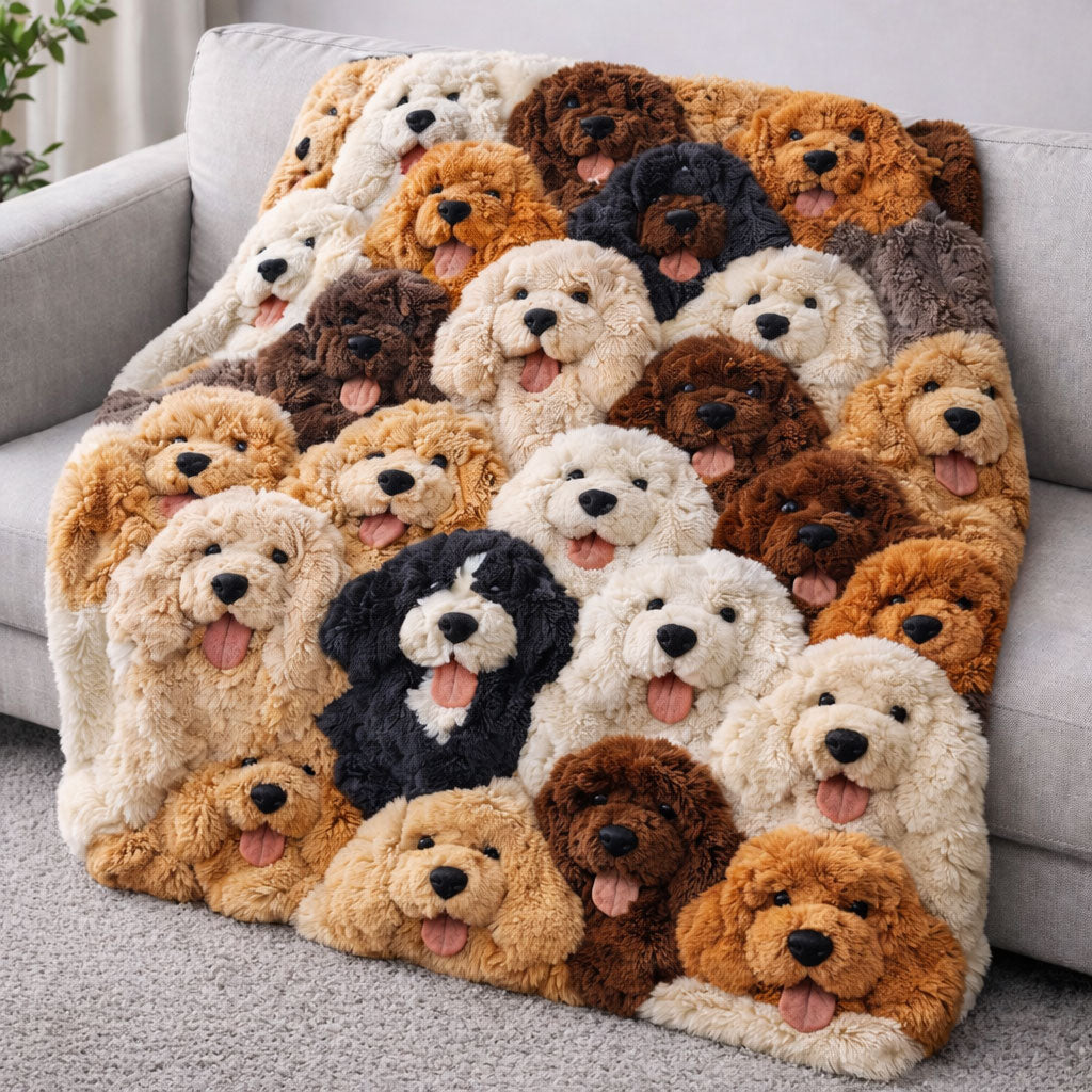 Doodle Puppies WJ2801005CL Faux Fur Throw Blanket