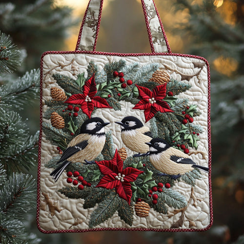 Cozy Wreath Chickadee WN2210015CL Quilted Tote Bag