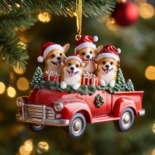 Sweet Corgi Sparkle WN1610105CL Christmas Ornament