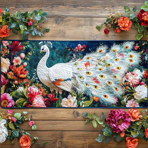 White Peacock WJ0312461CL Quilted Table Runner