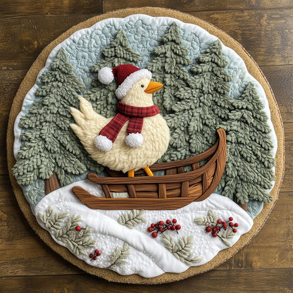 Rooster's Winter Delivery LT1410032CL Quilted Round Mat