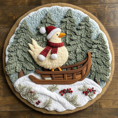 Rooster's Winter Delivery LT1410032CL Quilted Round Mat