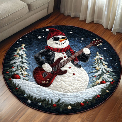 Festive Guitar Snowman KL2711002CL Quilted Round Mat