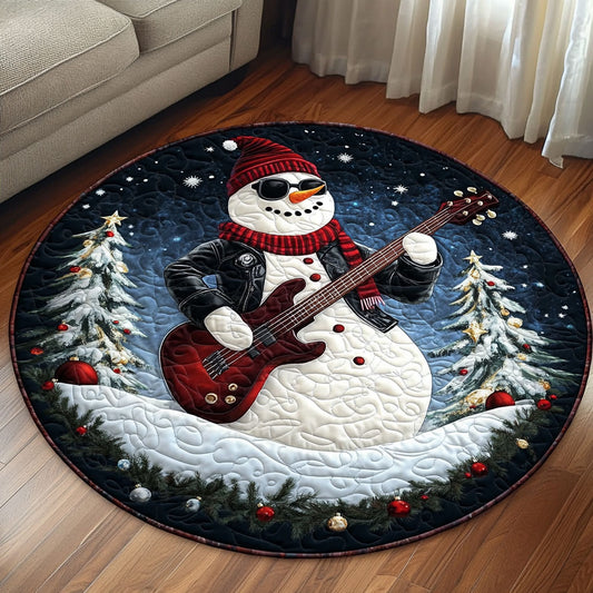 Festive Guitar Snowman KL2711002CL Quilted Round Mat