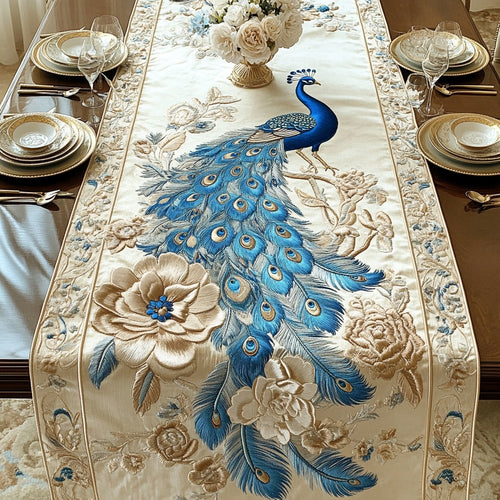 Gorgeous Peacock XR0810001CL Quilted Table Runner