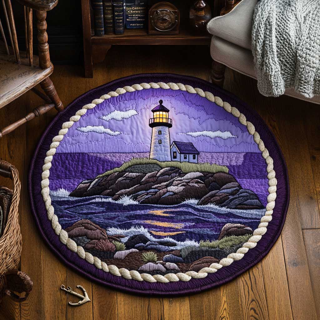 Moonlit Lighthouse WN0304053CL Quilted Round Mat