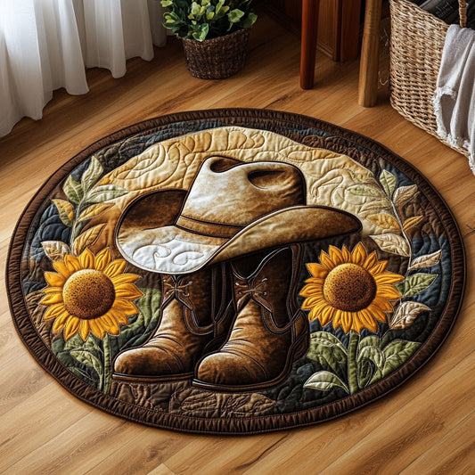 Farmhouse Cowboy Sunflower KL1312029CL Quilted Round Mat