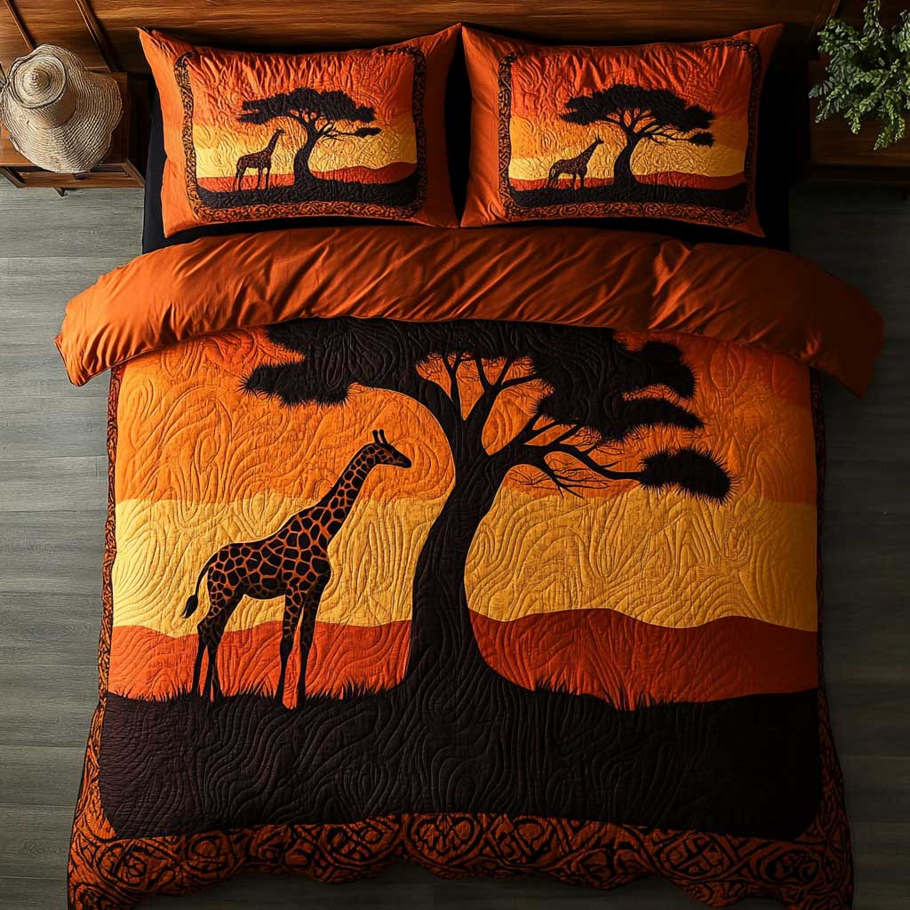 Golden African Giraffes WN2602046CL Duvet Cover Set