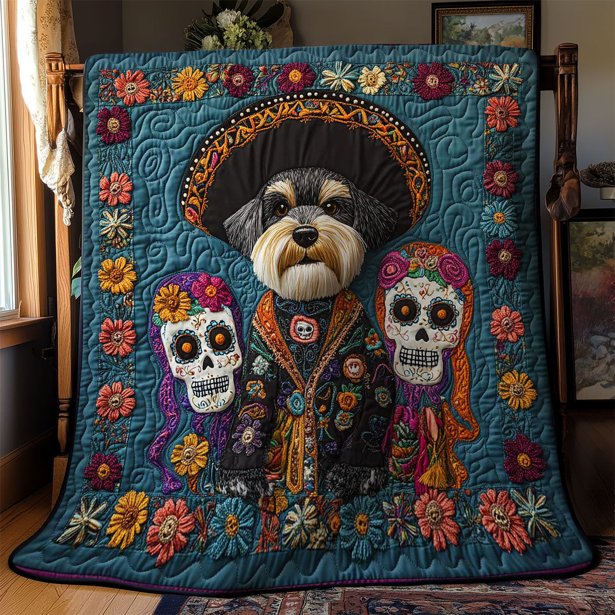 Festive Schnauzer Spirit WN0302010CL Quilt